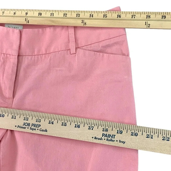 Halogen Cropped Straight Leg Trouser Pants Women Size 8 Pink Peach Fold Cuff Hem - Picture 8 of 13